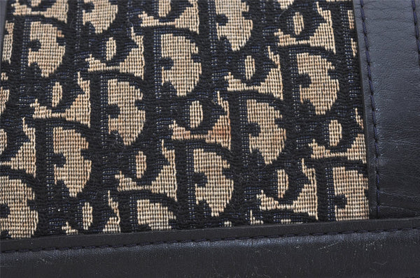 Authentic Christian Dior Trotter Hand Boston Bag Canvas Leather Blue 4951J