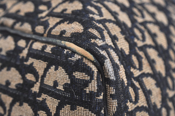 Authentic Christian Dior Trotter Hand Boston Bag Canvas Leather Blue 4951J