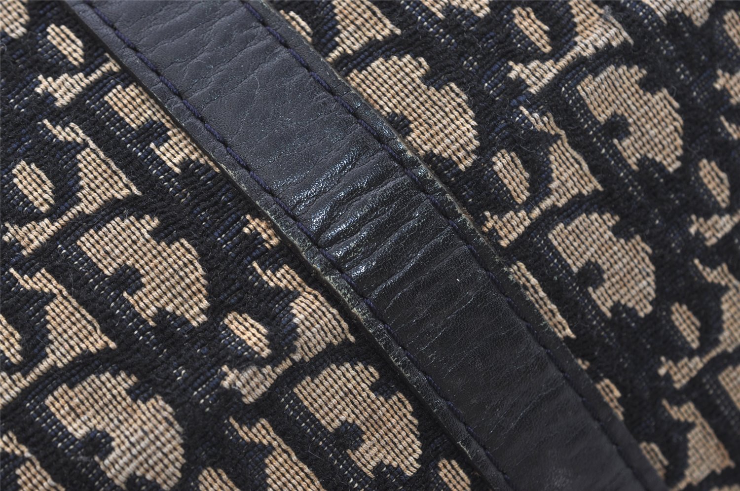 Authentic Christian Dior Trotter Hand Boston Bag Canvas Leather Blue 4951J