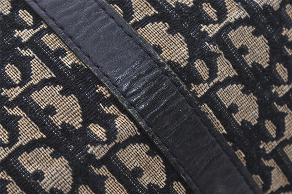 Authentic Christian Dior Trotter Hand Boston Bag Canvas Leather Blue 4951J