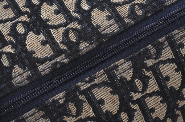 Authentic Christian Dior Trotter Hand Boston Bag Canvas Leather Blue 4951J