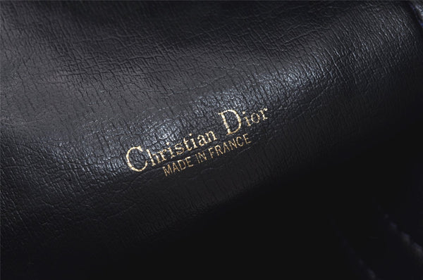 Authentic Christian Dior Trotter Hand Boston Bag Canvas Leather Blue 4951J