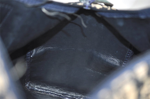 Authentic Christian Dior Trotter Hand Boston Bag Canvas Leather Blue 4951J