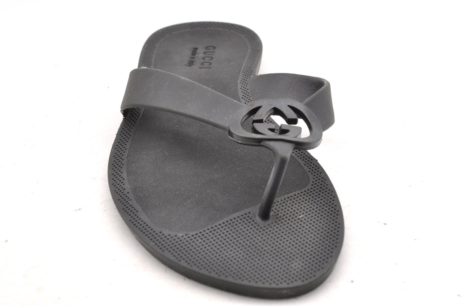 Authentic GUCCI Vintage Flip Flops Sandals Rubber Size US Size 9 Black 4952I