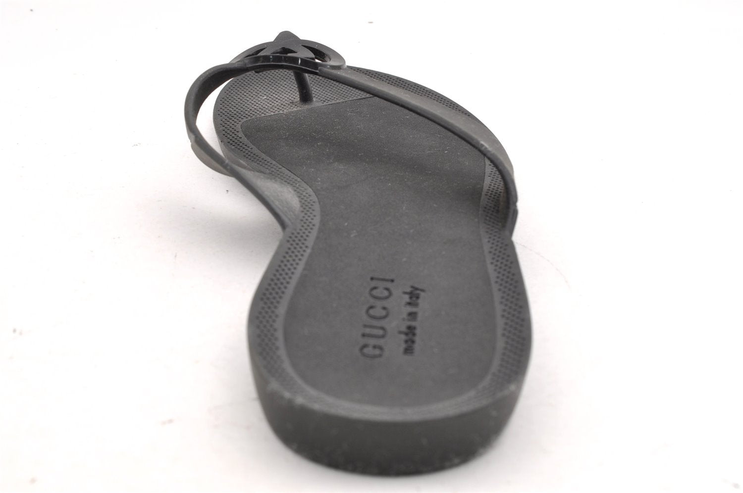 Authentic GUCCI Vintage Flip Flops Sandals Rubber Size US Size 9 Black 4952I