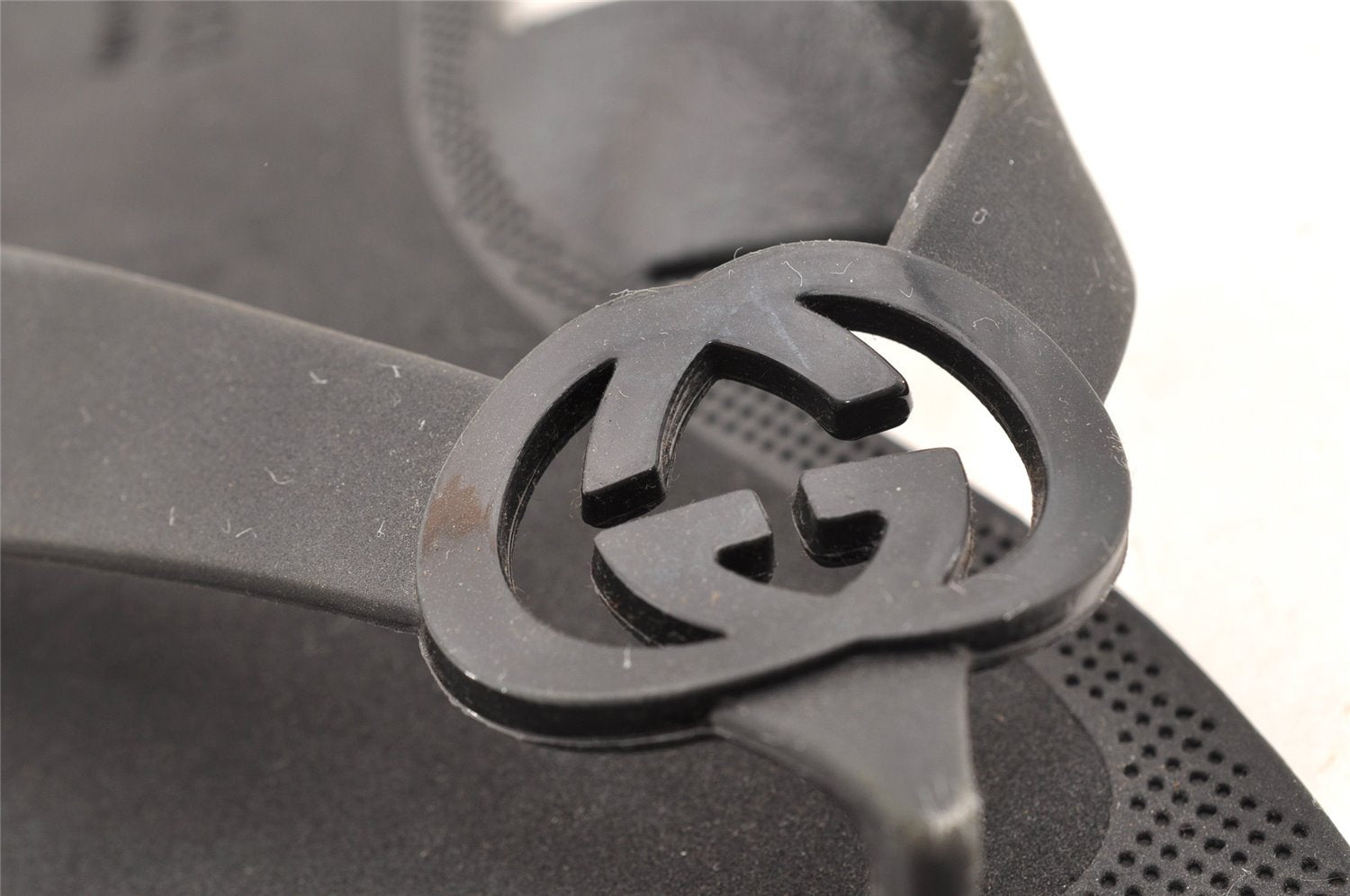 Authentic GUCCI Vintage Flip Flops Sandals Rubber Size US Size 9 Black 4952I