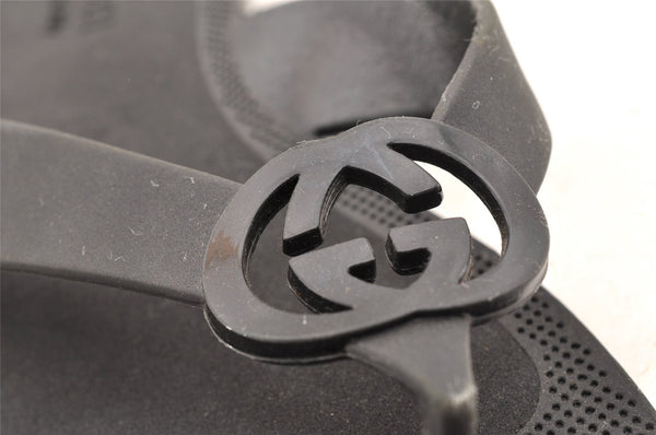 Authentic GUCCI Vintage Flip Flops Sandals Rubber Size US Size 9 Black 4952I