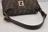 Authentic FENDI Vintage Zucca Shoulder Bag Purse Canvas Leather Brown 4952J