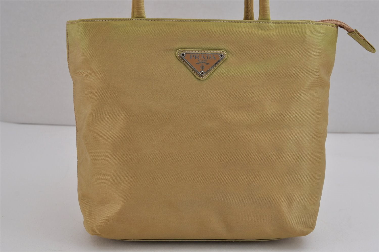 Authentic PRADA Nylon Tessuto City Toto Hand Bag B6245 Beige Yellow 4953J