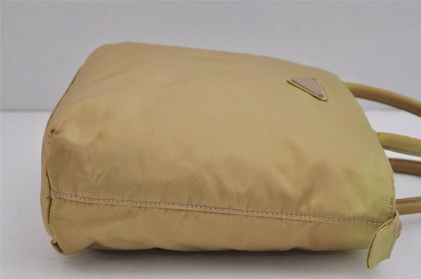 Authentic PRADA Nylon Tessuto City Toto Hand Bag B6245 Beige Yellow 4953J