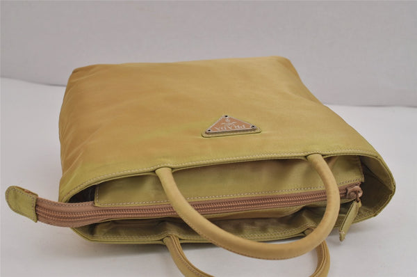 Authentic PRADA Nylon Tessuto City Toto Hand Bag B6245 Beige Yellow 4953J