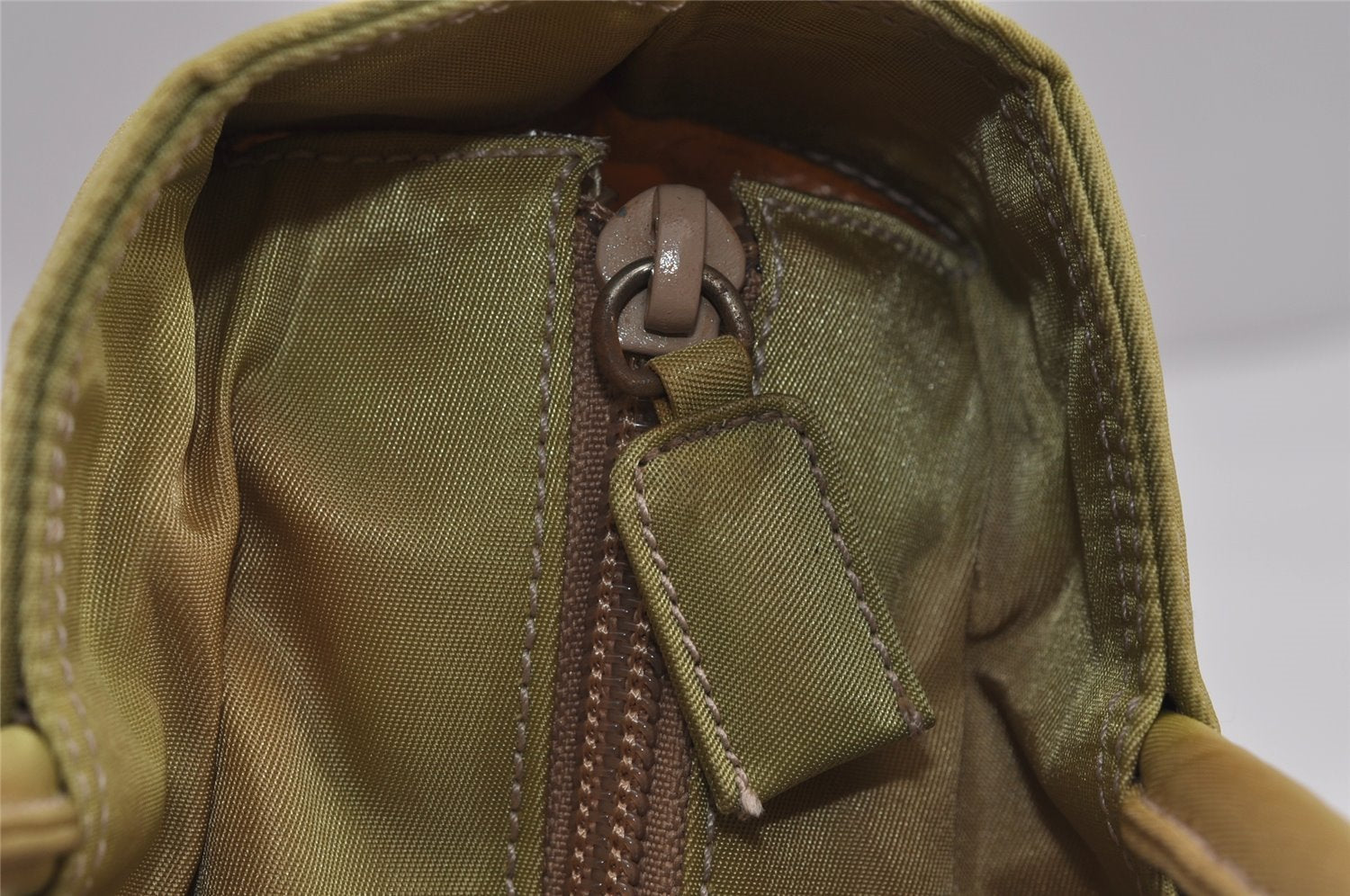 Authentic PRADA Nylon Tessuto City Toto Hand Bag B6245 Beige Yellow 4953J