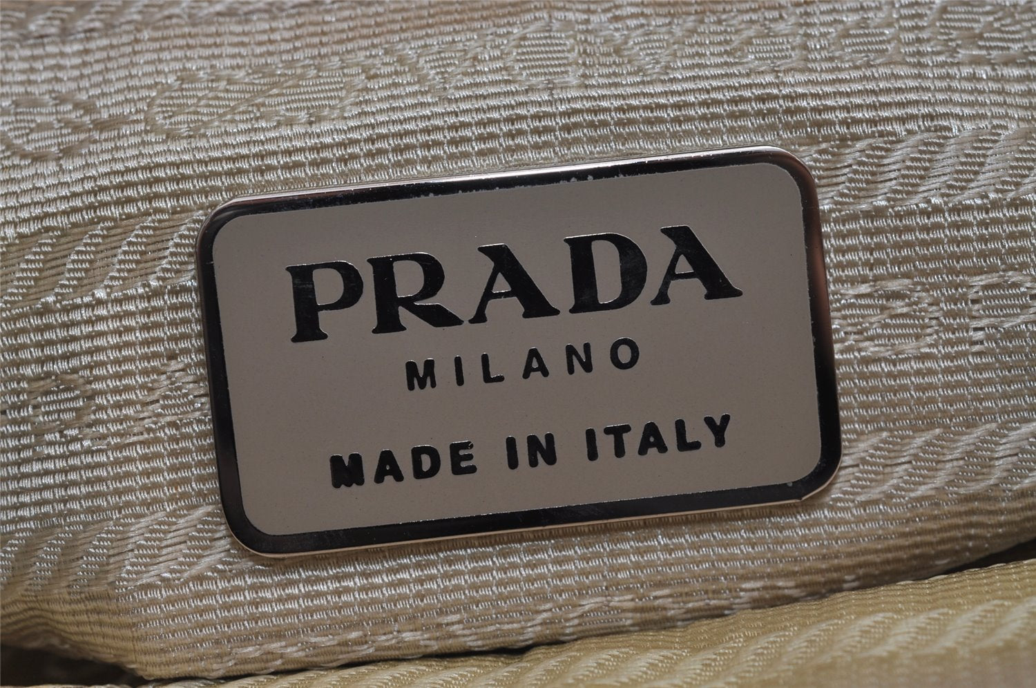 Authentic PRADA Nylon Tessuto City Toto Hand Bag B6245 Beige Yellow 4953J