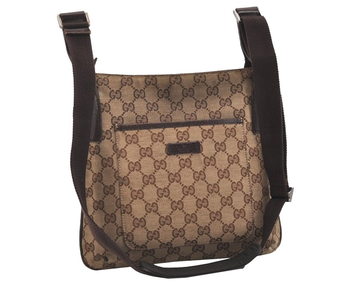 Authentic GUCCI Shoulder Cross Body Bag GG Canvas Leather 122793 Brown 4954J