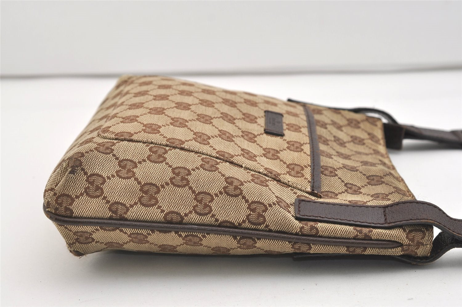 Authentic GUCCI Shoulder Cross Body Bag GG Canvas Leather 122793 Brown 4954J