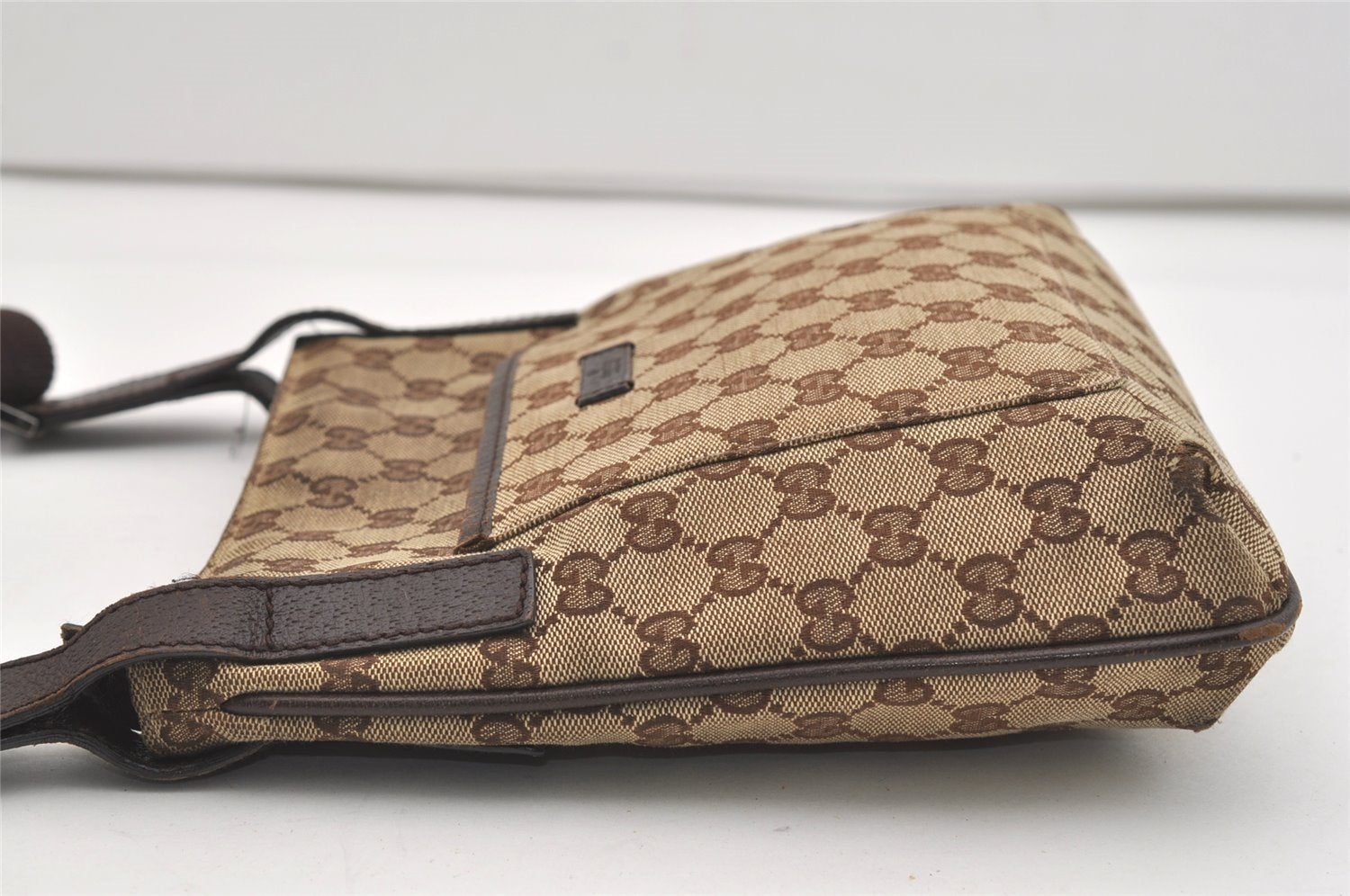 Authentic GUCCI Shoulder Cross Body Bag GG Canvas Leather 122793 Brown 4954J