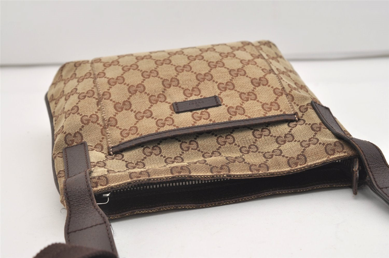 Authentic GUCCI Shoulder Cross Body Bag GG Canvas Leather 122793 Brown 4954J