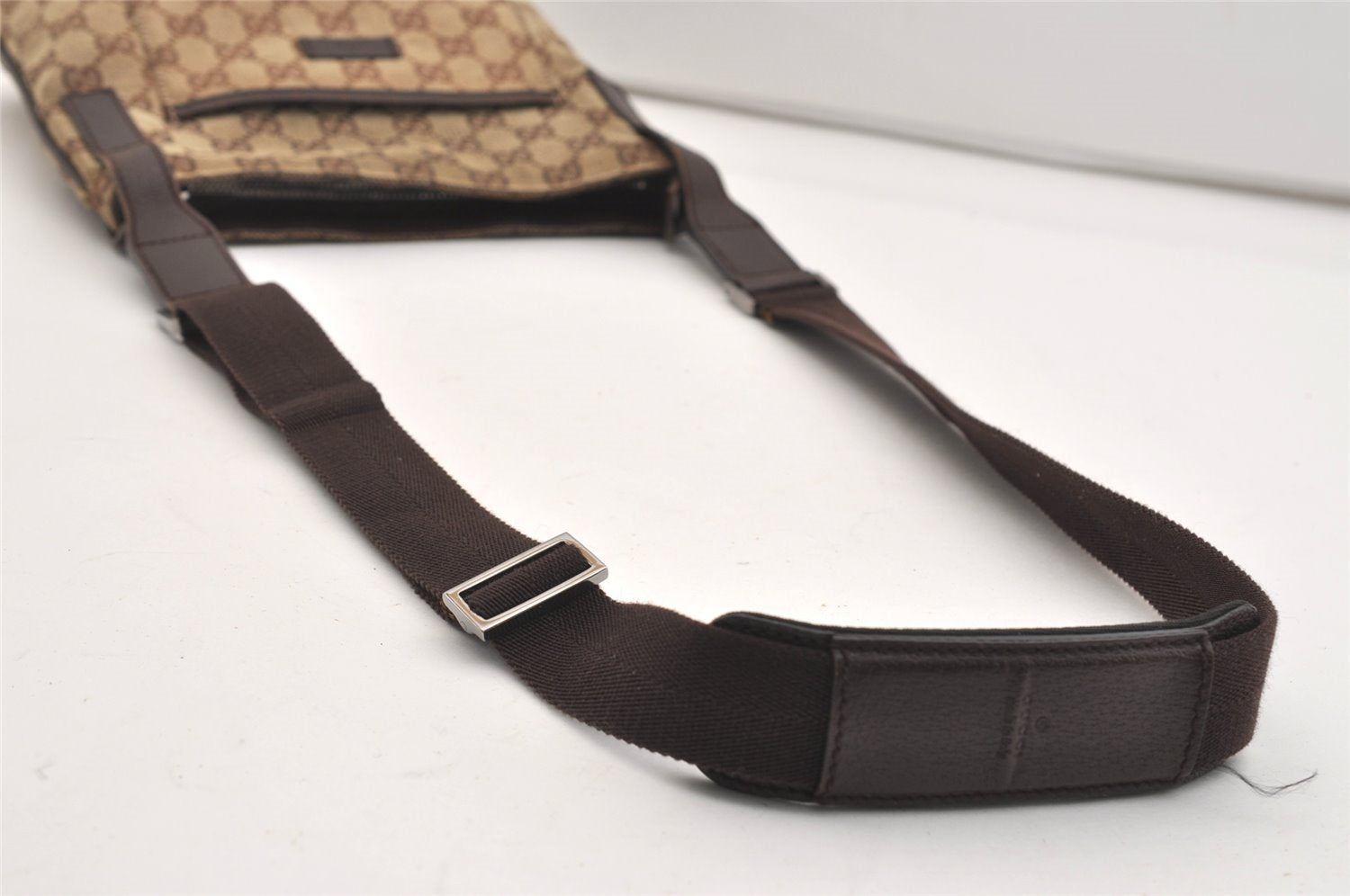 Authentic GUCCI Shoulder Cross Body Bag GG Canvas Leather 122793 Brown 4954J