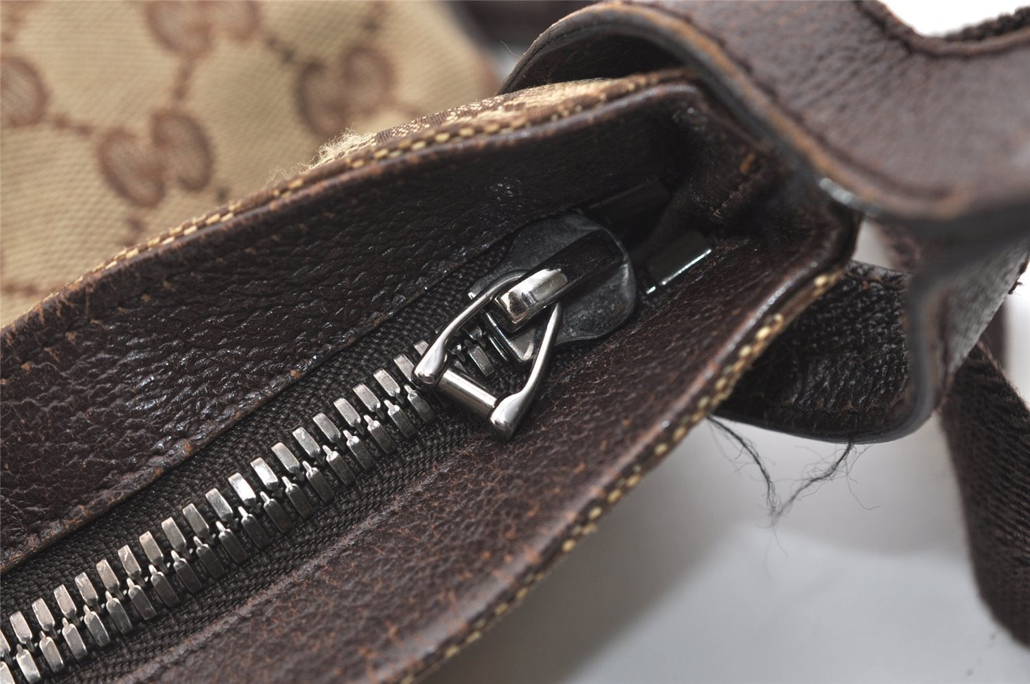 Authentic GUCCI Shoulder Cross Body Bag GG Canvas Leather 122793 Brown 4954J