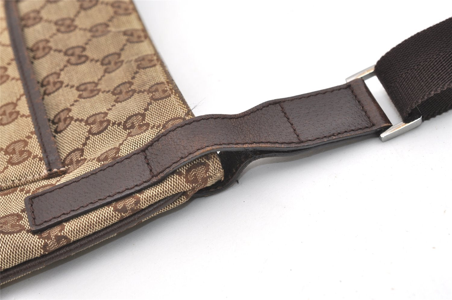 Authentic GUCCI Shoulder Cross Body Bag GG Canvas Leather 122793 Brown 4954J