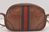 Authentic GUCCI Web Sherry Line Shoulder Crossbody Bag Purse Leather Brown 4957J