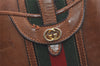 Authentic GUCCI Web Sherry Line Shoulder Crossbody Bag Purse Leather Brown 4957J