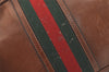 Authentic GUCCI Web Sherry Line Shoulder Crossbody Bag Purse Leather Brown 4957J