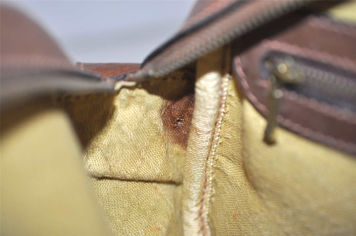 Authentic GUCCI Web Sherry Line Shoulder Crossbody Bag Purse Leather Brown 4957J