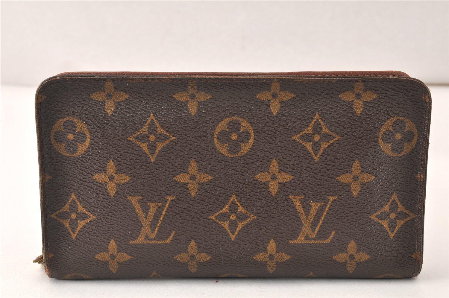 Authentic Louis Vuitton Monogram Porte Monnaie Zip Long Wallet M61727 LV 4957K