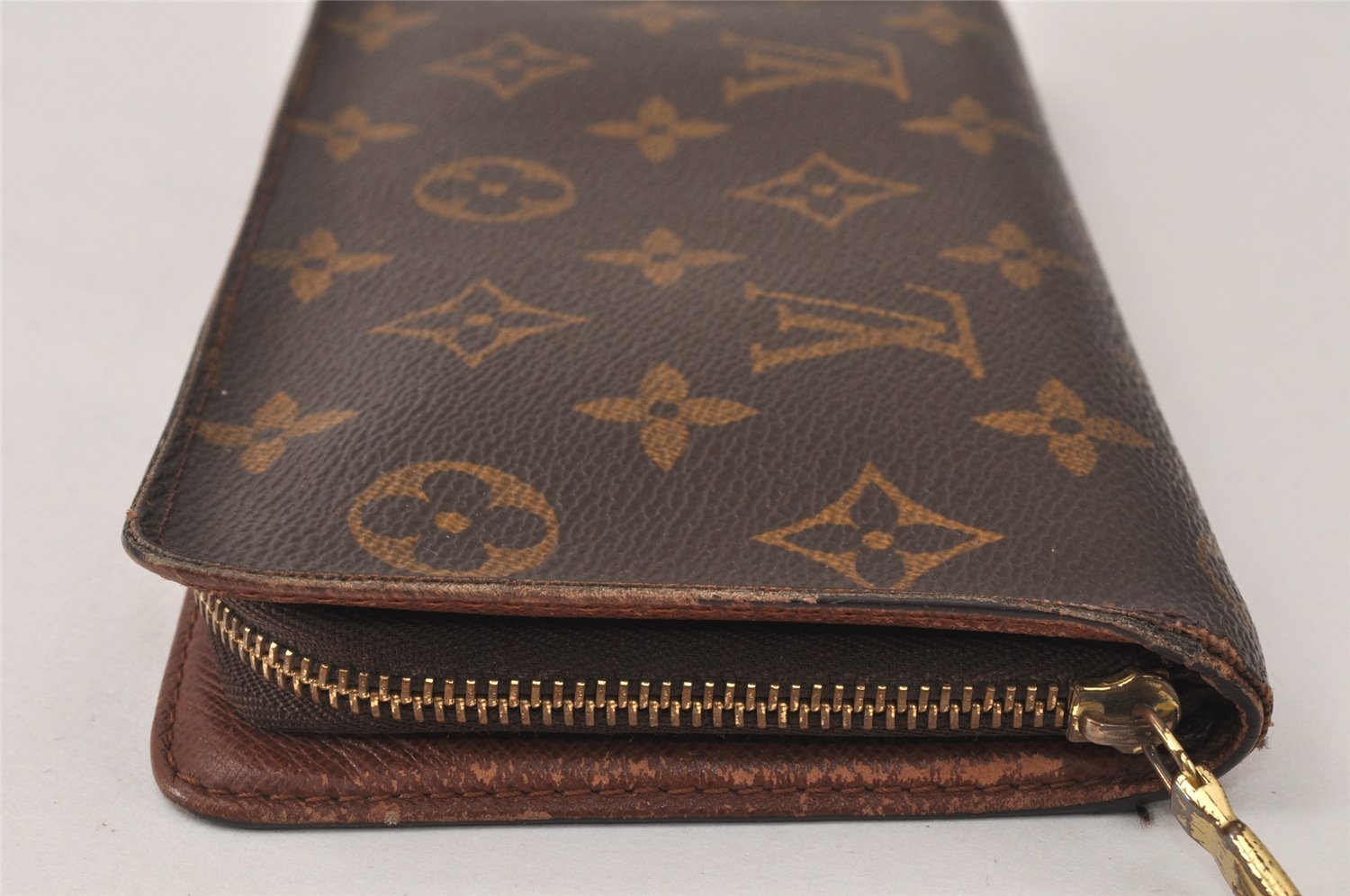 Authentic Louis Vuitton Monogram Porte Monnaie Zip Long Wallet M61727 LV 4957K