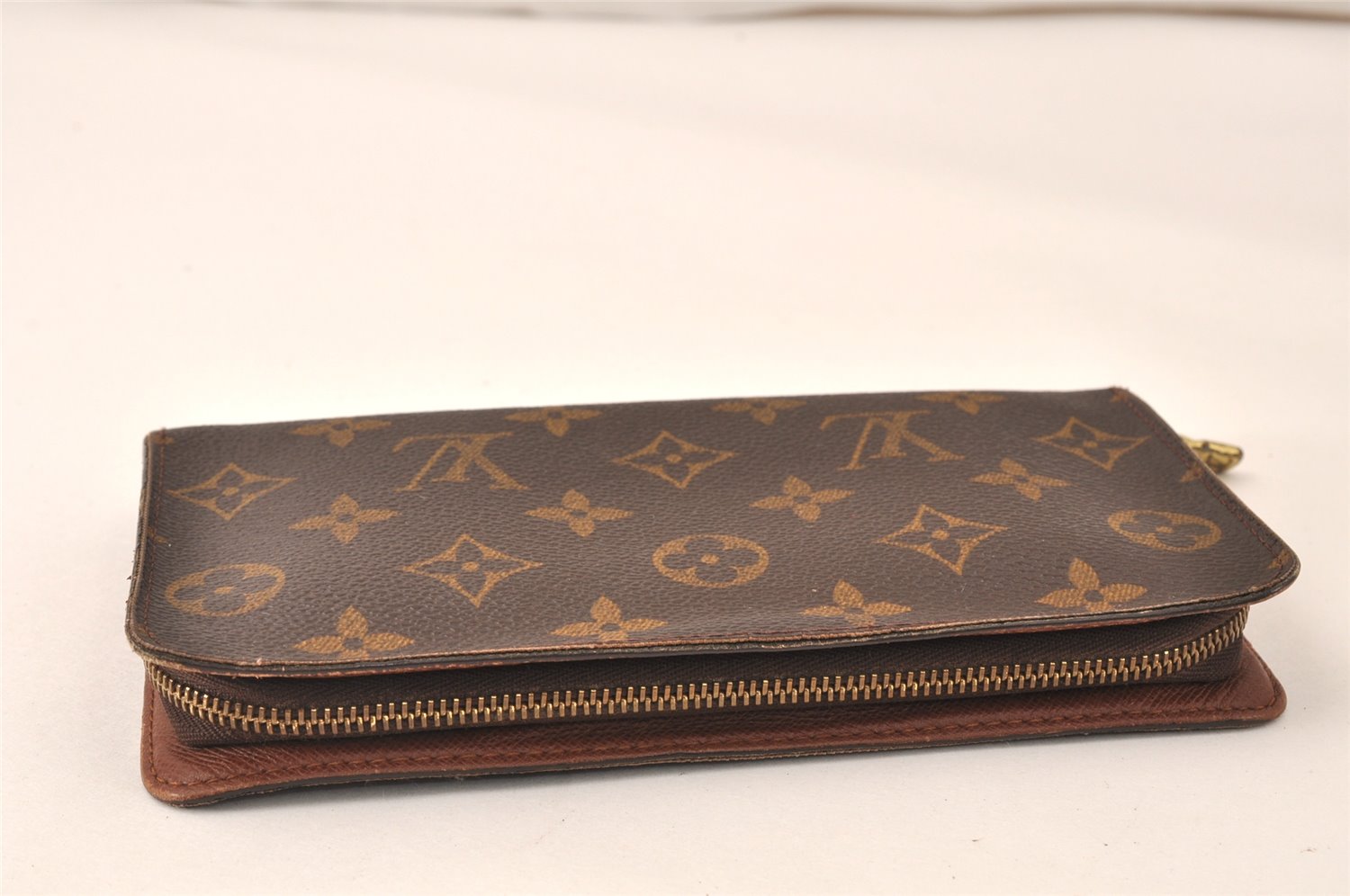 Authentic Louis Vuitton Monogram Porte Monnaie Zip Long Wallet M61727 LV 4957K