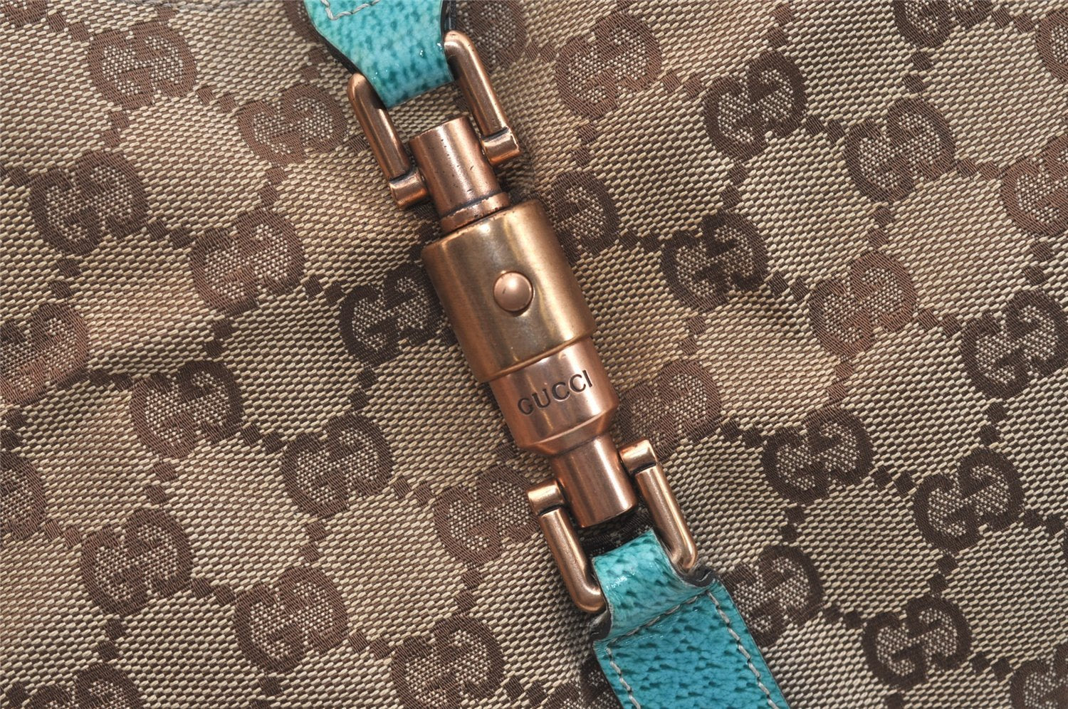 Authentic GUCCI Jackie Shoulder Tote Bag GG Canvas Leather 124407 Brown 4958J