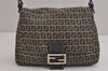 Auth FENDI Zucchino Mamma Baguette Hand Shoulder Bag Canvas Leather Navy 4959J