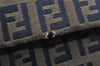 Auth FENDI Zucchino Mamma Baguette Hand Shoulder Bag Canvas Leather Navy 4959J