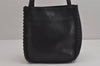 Authentic YVES SAINT LAURENT Vintage Tote Hand Bag Leather Black 4960J