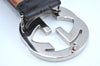 Authentic GUCCI Guccissima Interlocking Belt GG Leather 31.5" 411924 Black 4961H
