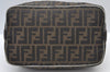 Authentic FENDI Vintage Zucca Hand Bag Purse Canvas Leather Brown 4961J