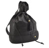 Authentic BALLY Quilting Leather Drawstring Shoulder Bag Black 4962J