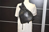 Authentic BALLY Quilting Leather Drawstring Shoulder Bag Black 4962J