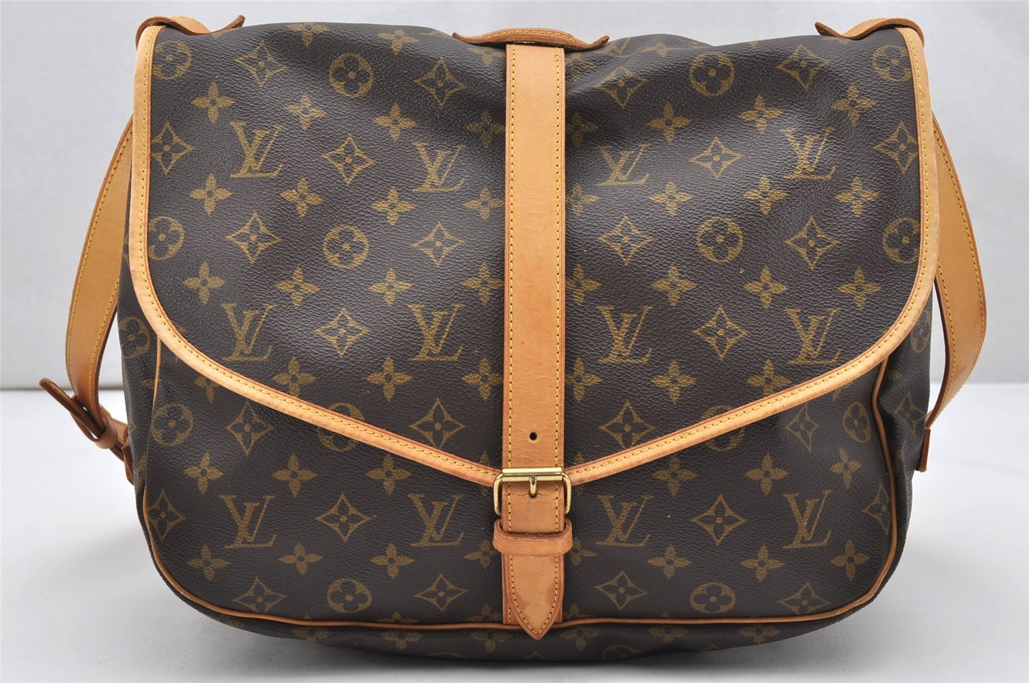 Authentic Louis Vuitton Monogram Saumur 35 Shoulder Cross Bag M42254 LV 4963K