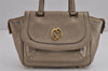 Authentic GUCCI Double G Vintage Hand Bag Purse Leather 282481 Beige 4966J