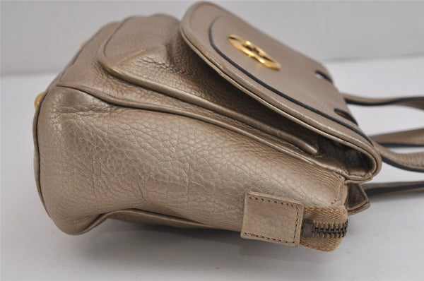 Authentic GUCCI Double G Vintage Hand Bag Purse Leather 282481 Beige 4966J