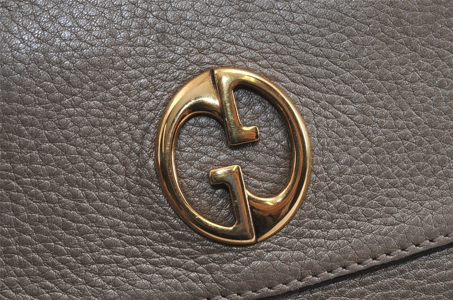 Authentic GUCCI Double G Vintage Hand Bag Purse Leather 282481 Beige 4966J