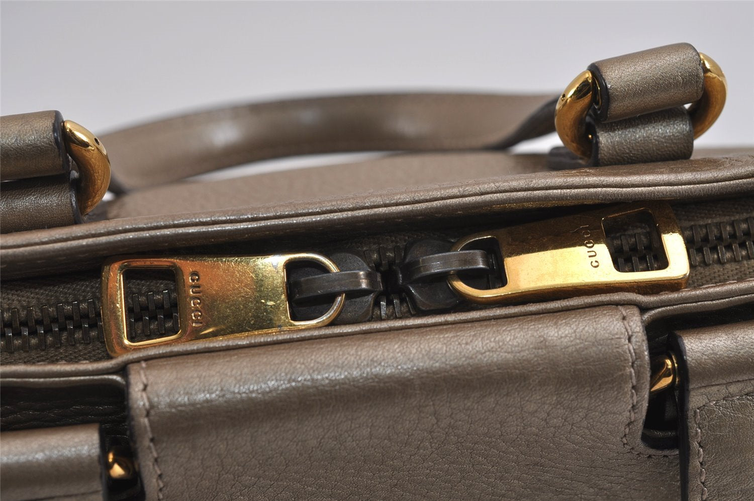 Authentic GUCCI Double G Vintage Hand Bag Purse Leather 282481 Beige 4966J