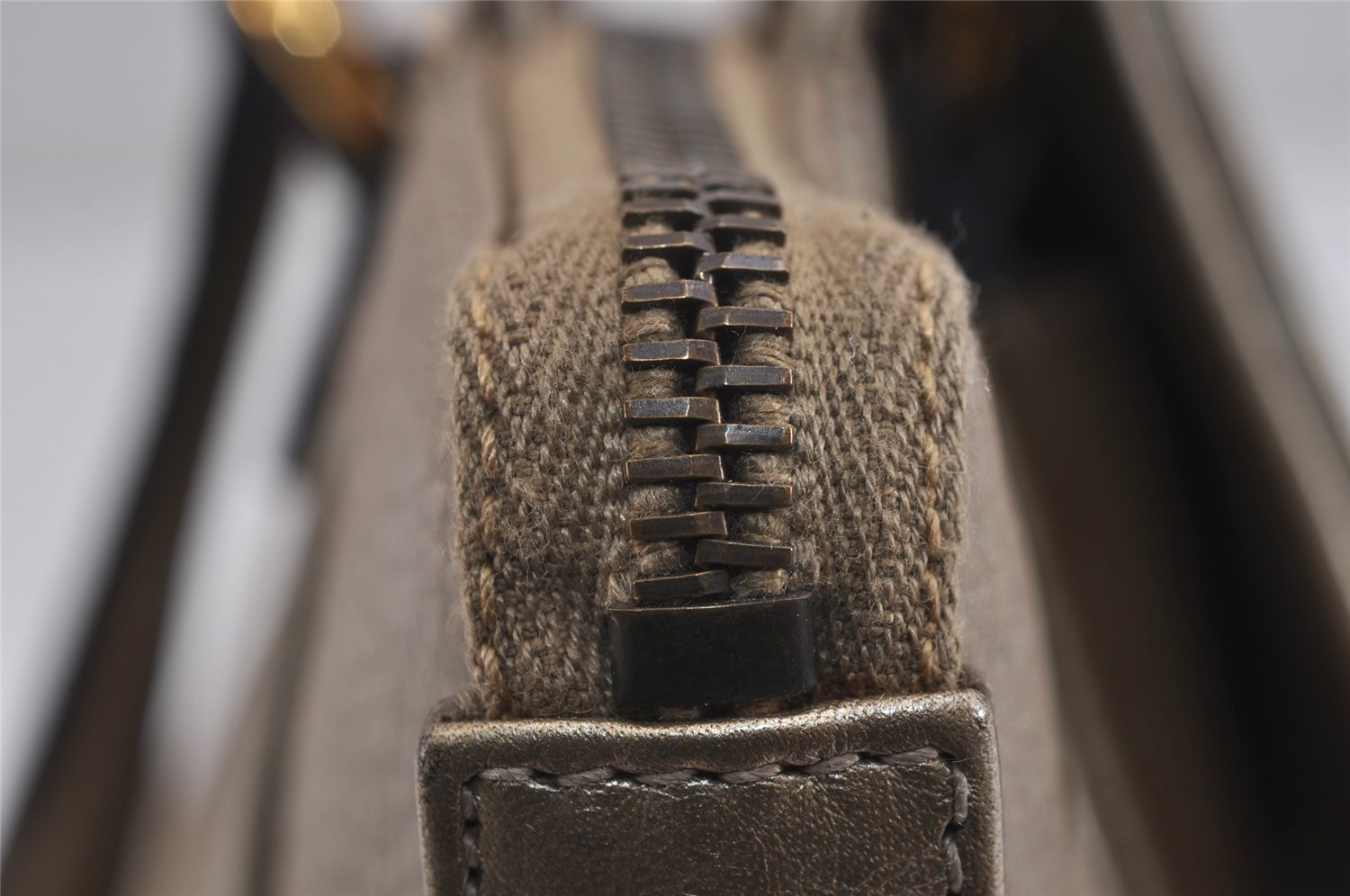 Authentic GUCCI Double G Vintage Hand Bag Purse Leather 282481 Beige 4966J