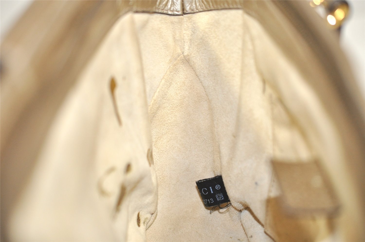 Authentic GUCCI Double G Vintage Hand Bag Purse Leather 282481 Beige 4966J