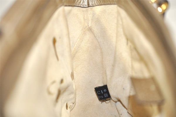 Authentic GUCCI Double G Vintage Hand Bag Purse Leather 282481 Beige 4966J