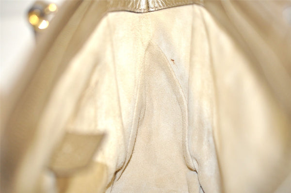 Authentic GUCCI Double G Vintage Hand Bag Purse Leather 282481 Beige 4966J