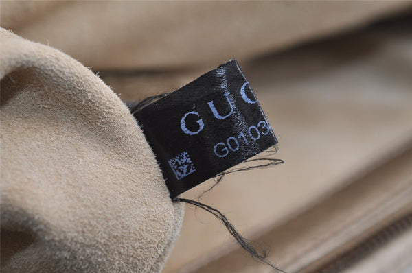 Authentic GUCCI Double G Vintage Hand Bag Purse Leather 282481 Beige 4966J