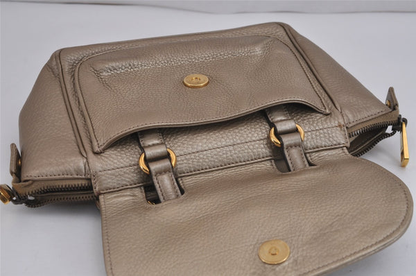 Authentic GUCCI Double G Vintage Hand Bag Purse Leather 282481 Beige 4966J